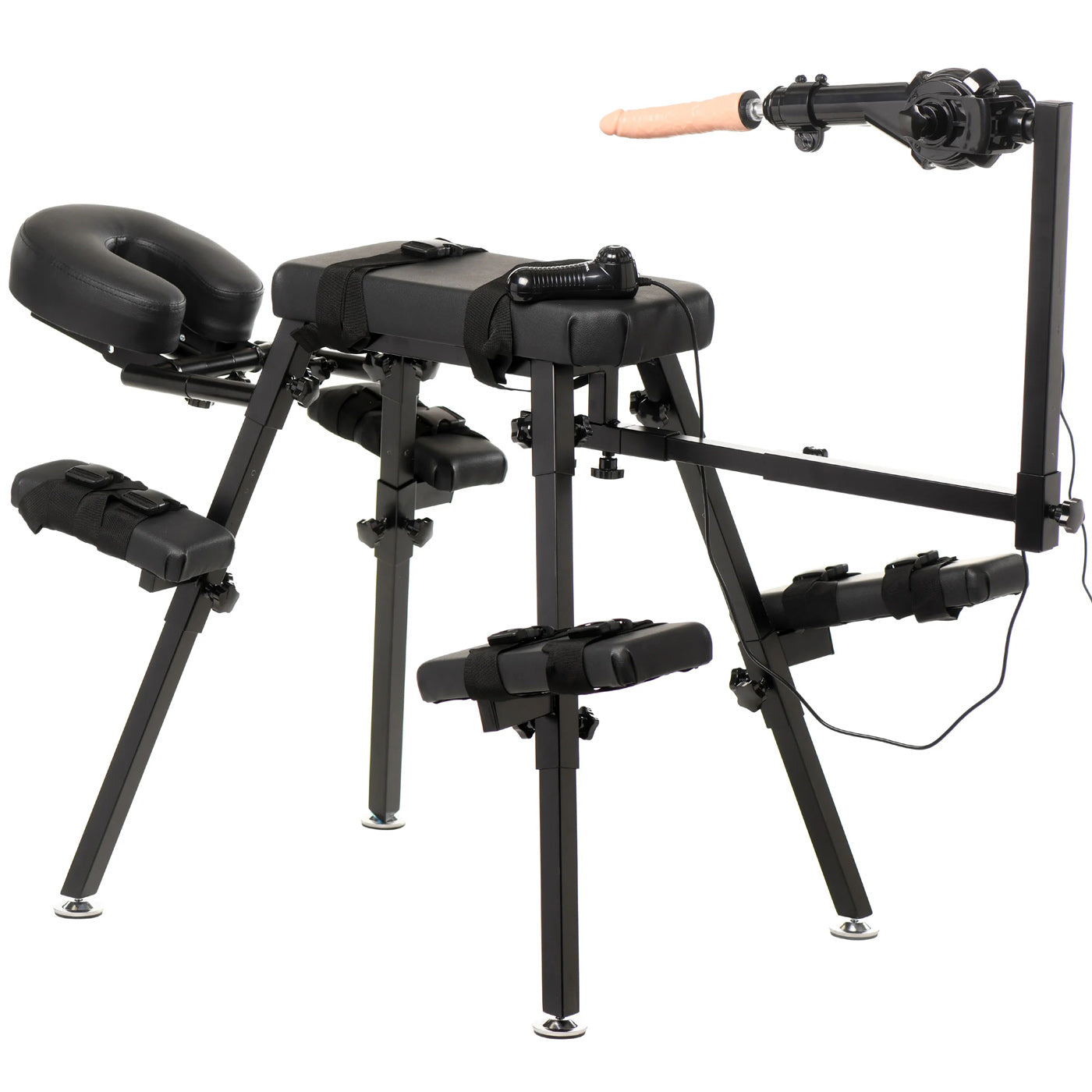 XR Brands Obedience Bench with Adjustable Sex Machine – Black