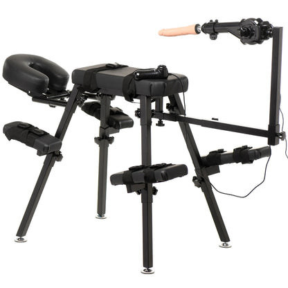 XR Brands Obedience Bench with Adjustable Sex Machine – Black