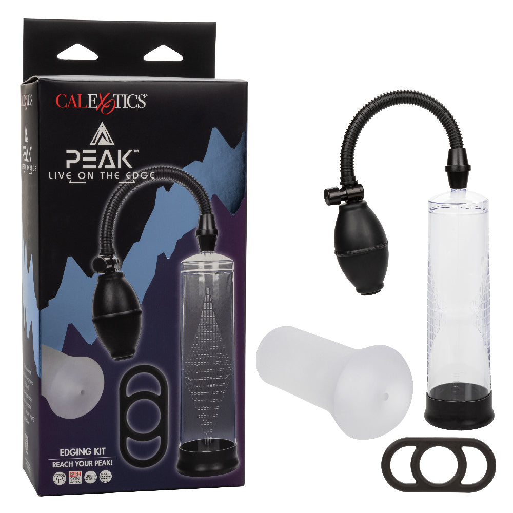 CalExotics Peak Edging Kit - Pump, Stroker, and Enhancer Ring - Black/Clear