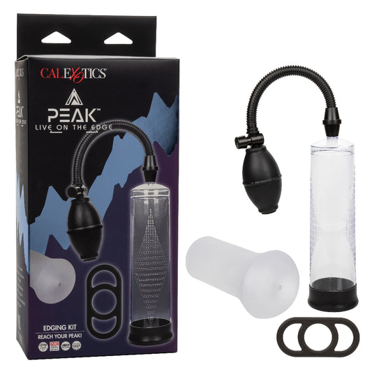 CalExotics Peak Edging Kit - Pump, Stroker, and Enhancer Ring - Black/Clear