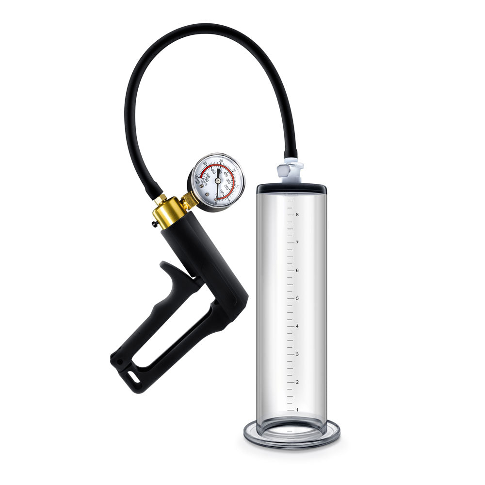 Blush Performance VX7 Vacuum Penis Pump with Brass Trigger & Pressure Gauge - Clear