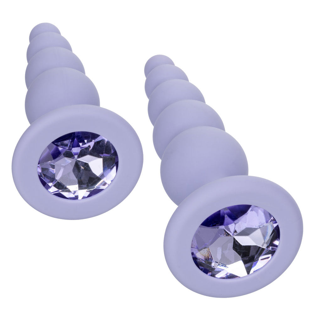 CalExotics First Time Crystal Beaded Duo – Purple Silicone Anal Probes