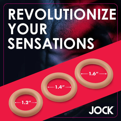 Curve Toys Jock Silicone Cock Ring Set – Medium – Beige