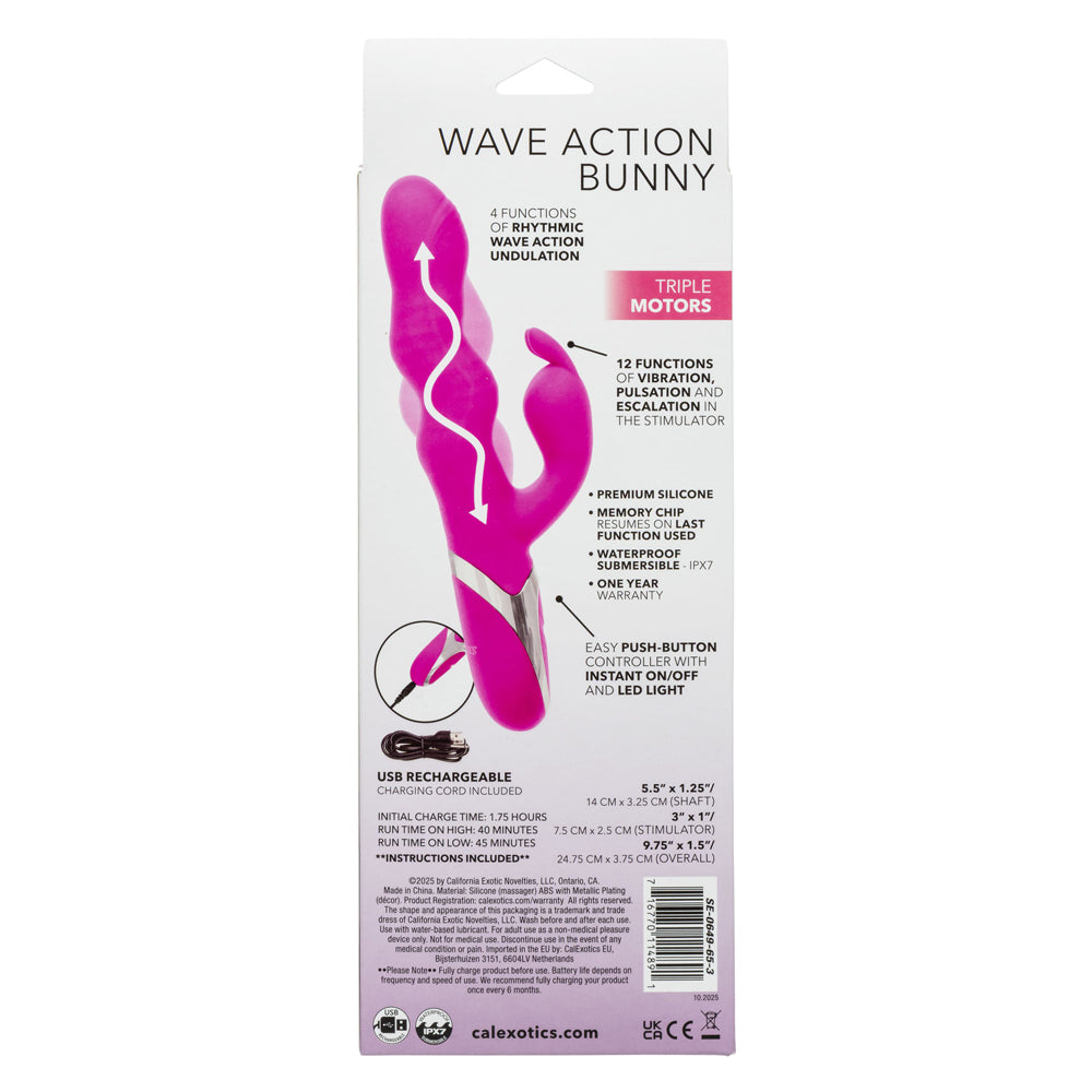 CalExotics Enchanted Wave Action Bunny - Pink - Dual Massager with Triple Motors