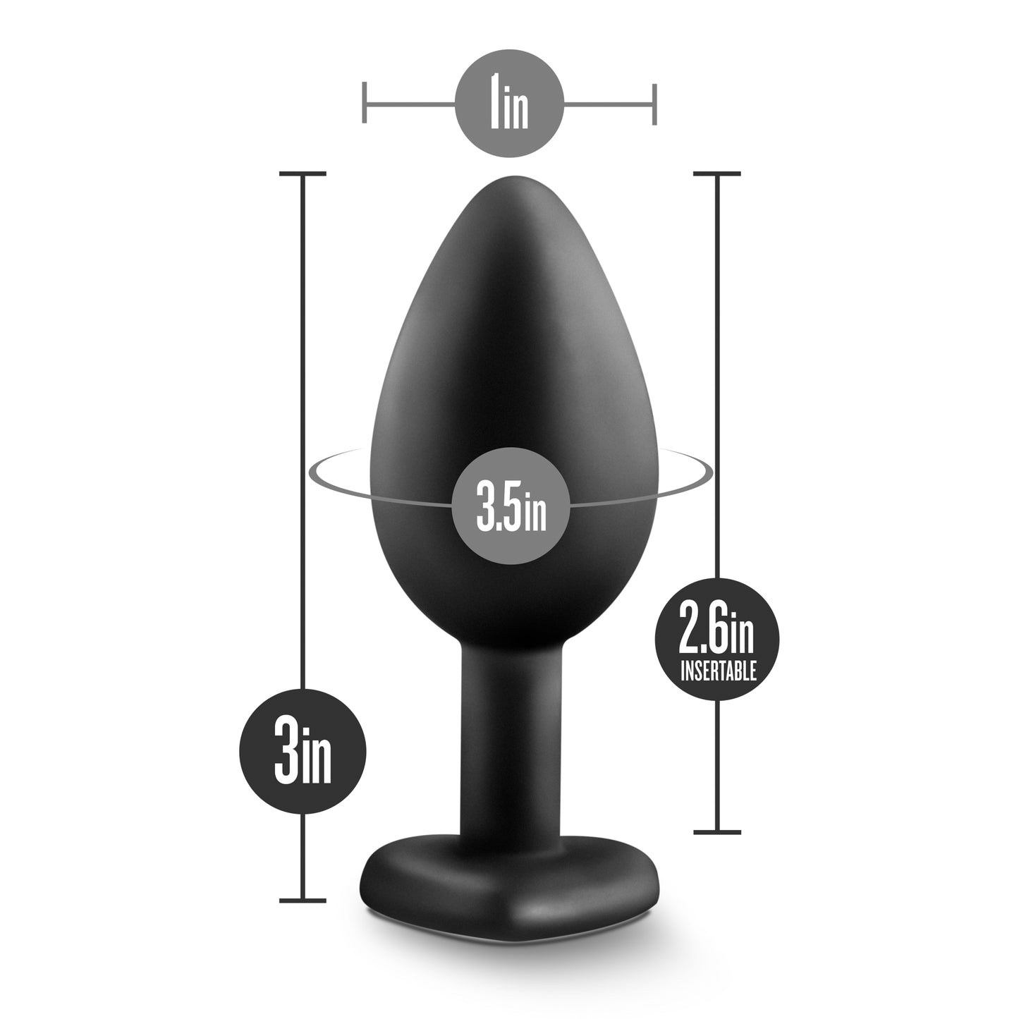 Temptasia Bling Plug - Small Anal Plug with Tapered Tip - Black
