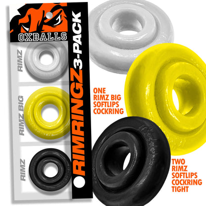 Oxballs RIMRINGZ Multi Size 3 Pack Cockrings - Comfort Fit, Multi