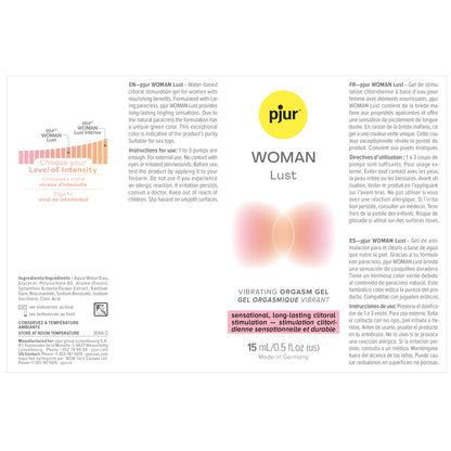 Pjur Woman Lust Vibrating Orgasm Gel – 15 ml – Water-Based