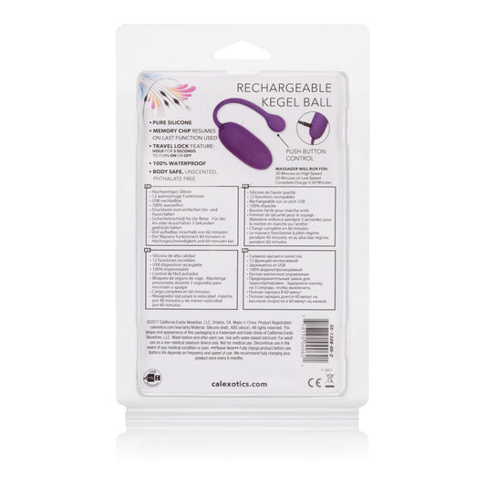 CalExotics Rechargeable Kegel Ball Starter – Purple – 12 Function Vibrating Exerciser