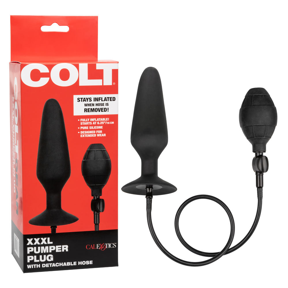 Colt XXXL Pumper Plug with Detachable Hose – Inflatable Silicone Plug – Black