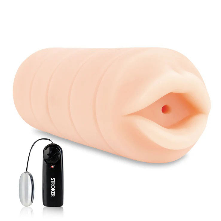 Electric Novelties Vibrating Blow Job Masturbator with Removable Bullet – White