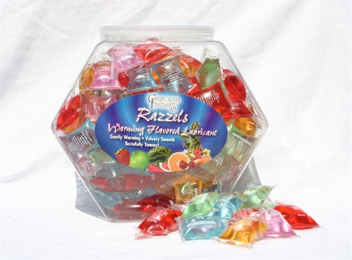 California Fantasies Razzels Warming Lubricant - Assorted Flavors - 100 Pillow Fishbowl