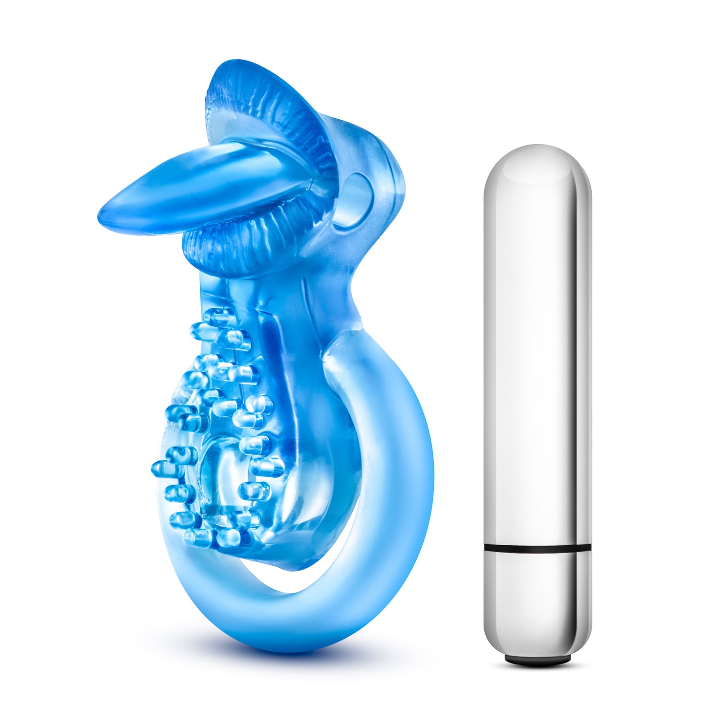 Blush Novelties 10 Function Vibrating Tongue Ring - Blue
