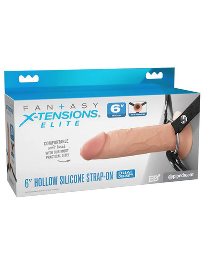 Pipedream Fantasy X-Tensions Elite 6" Silicone Hollow Strap Dual Density – White