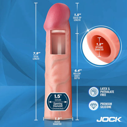 Curve Toys Jock 1.5" Silicone Penis Extension Sleeve - Realistic Beige