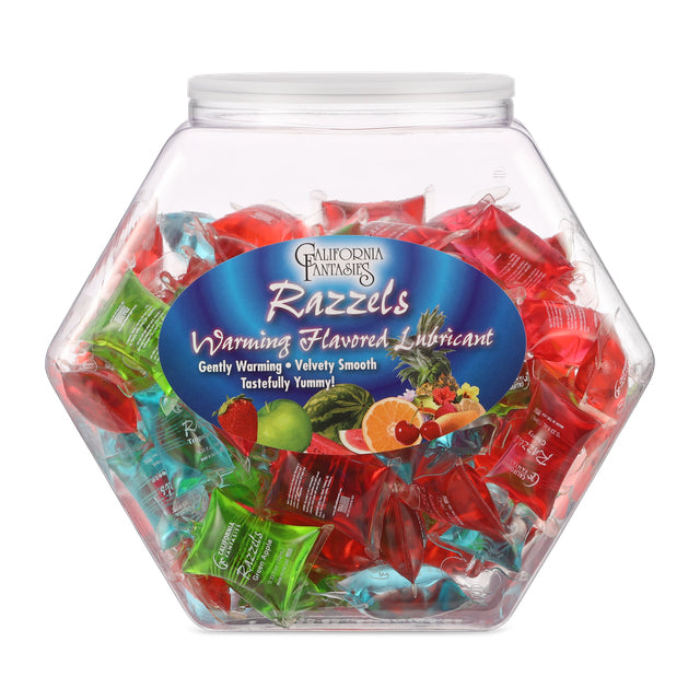 California Fantasies Razzels Warming Lubricant - Assorted Flavors - 100 Pillow Fishbowl