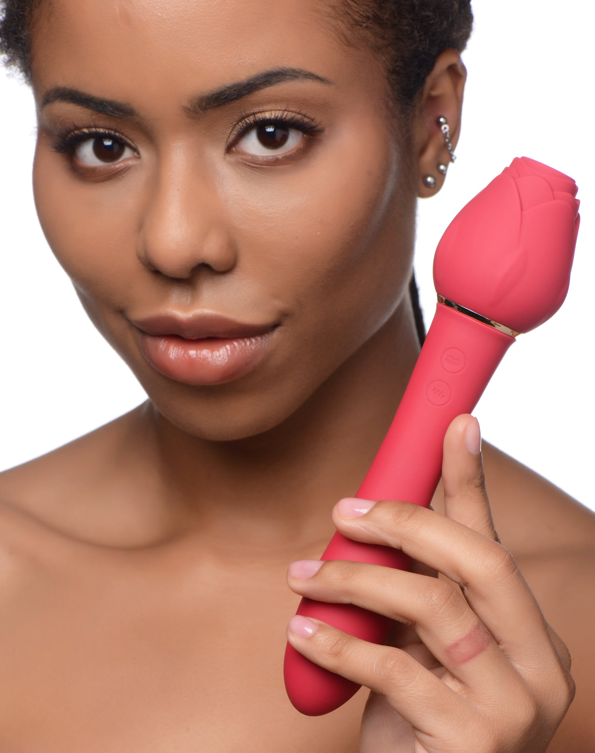 Bloomgasm Sweet Heart Rose 5x Suction Rose and 10x Vibrator - Pink
