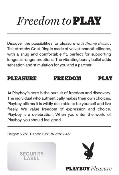 Playboy Pleasure Bunny Buzzer Cock Ring with Vibrating Bullet - Deep Teal