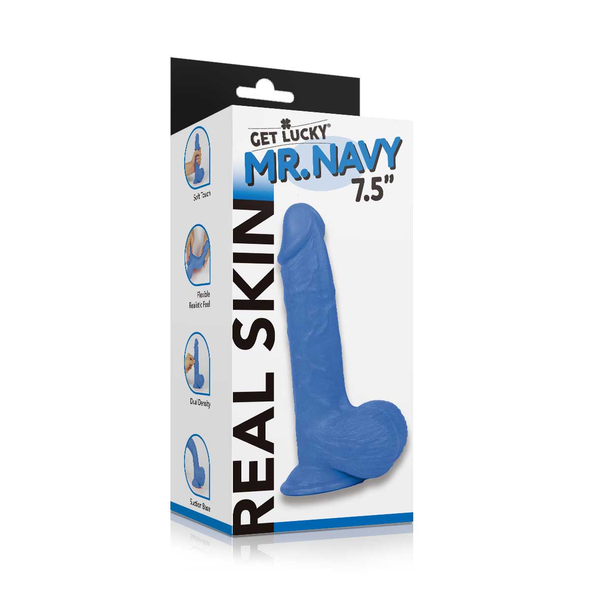 Real Skin Mr. Navy 7.5" Dual Layer Dildo - Blue