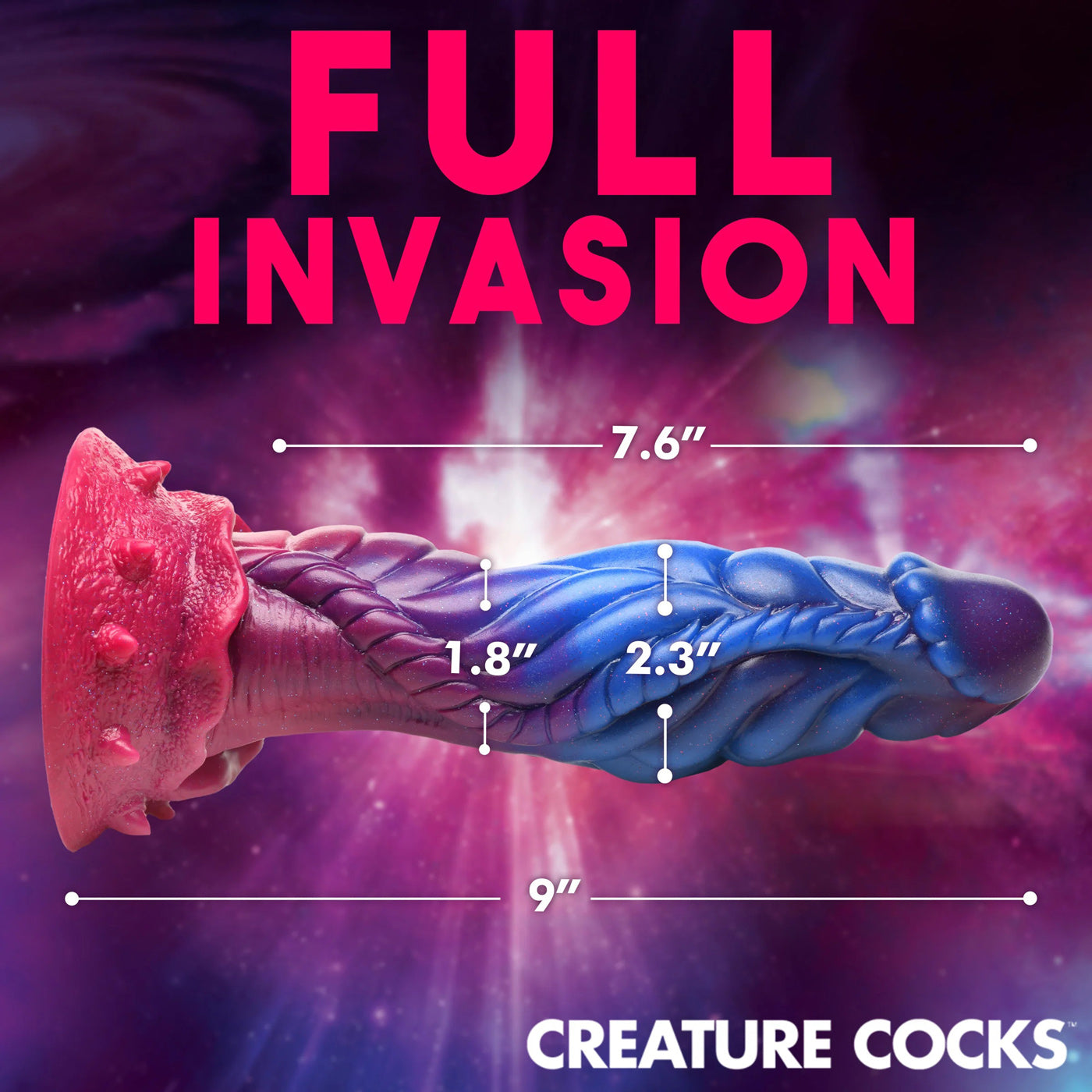 XR Brands Intruder Alien Silicone Dildo – Multi-Color with Suction Cup Base