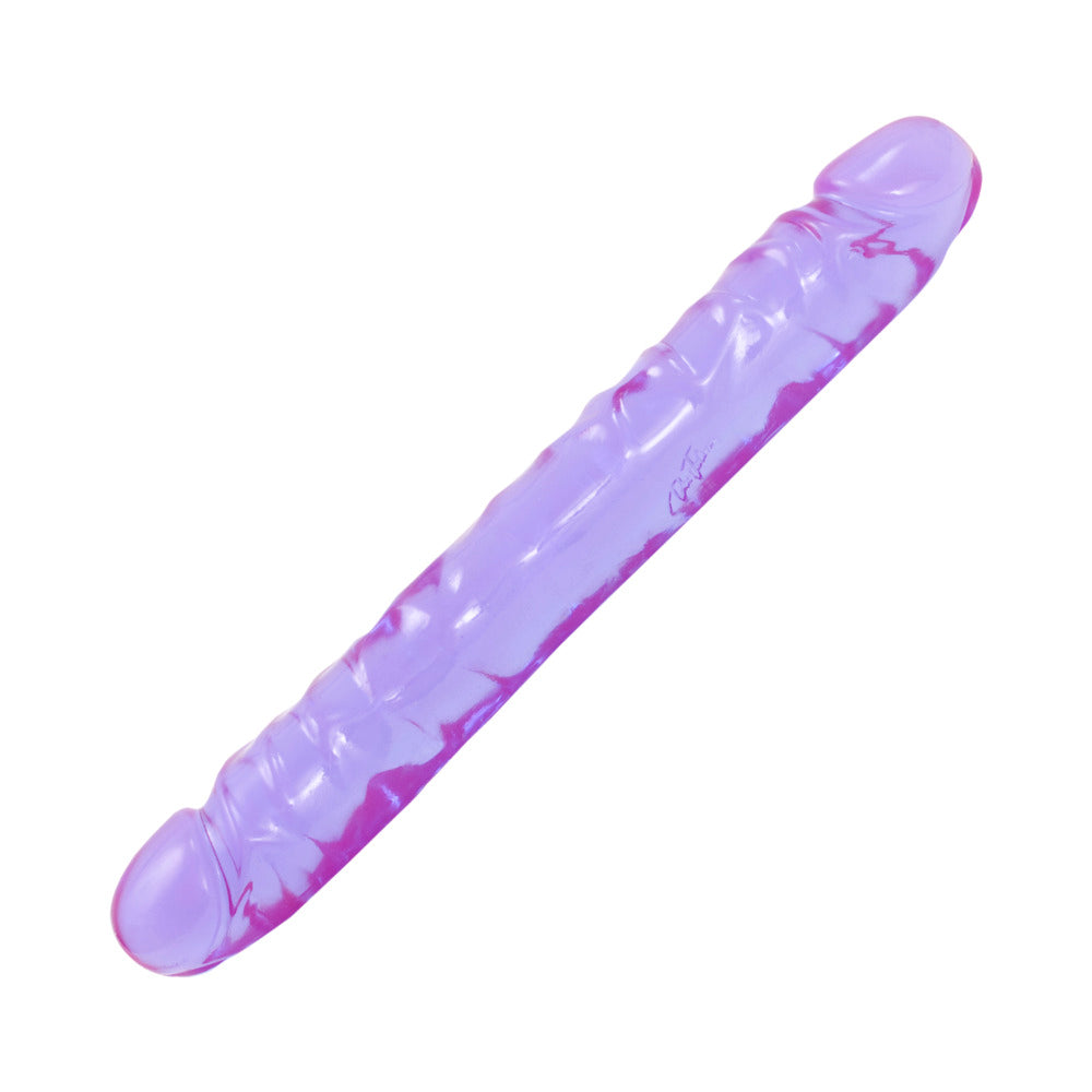 Doc Johnson Crystal Jellies Double Dong Jr. 12in - Purple - Flexible Design