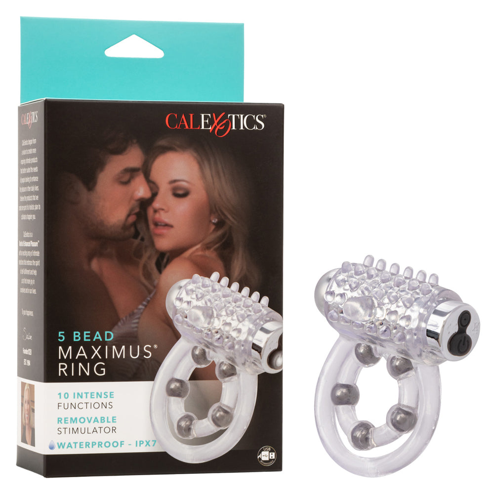 CalExotics Maximus Enhancement Ring with Stroker Beads – Clear