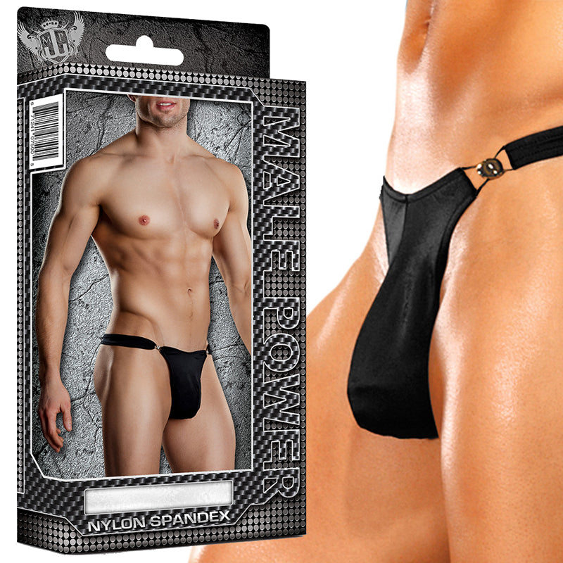 Male Power Bong Clip Thong Underwear – Black – Size S/M