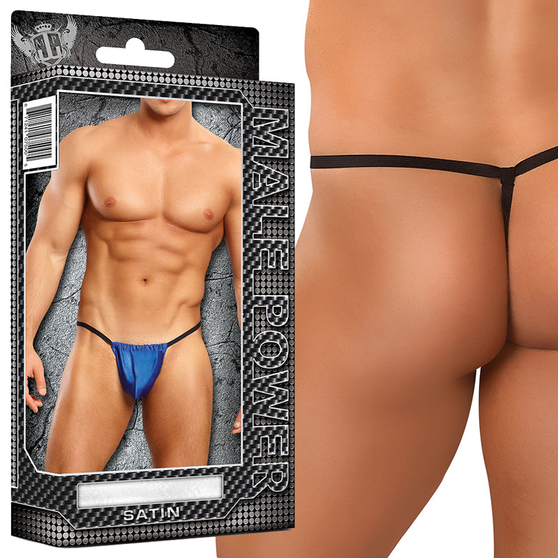 Male Power Satin Lycra Posing Strap Underwear – Royal Blue, One Size