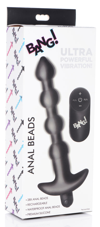 Bang Vibrating Silicone Anal Beads with Remote Control – Black