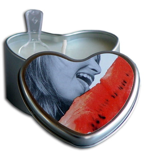 Earthly Body Edible Heart Candle - Watermelon - 4 Oz - 3-in-1 Massage Oil