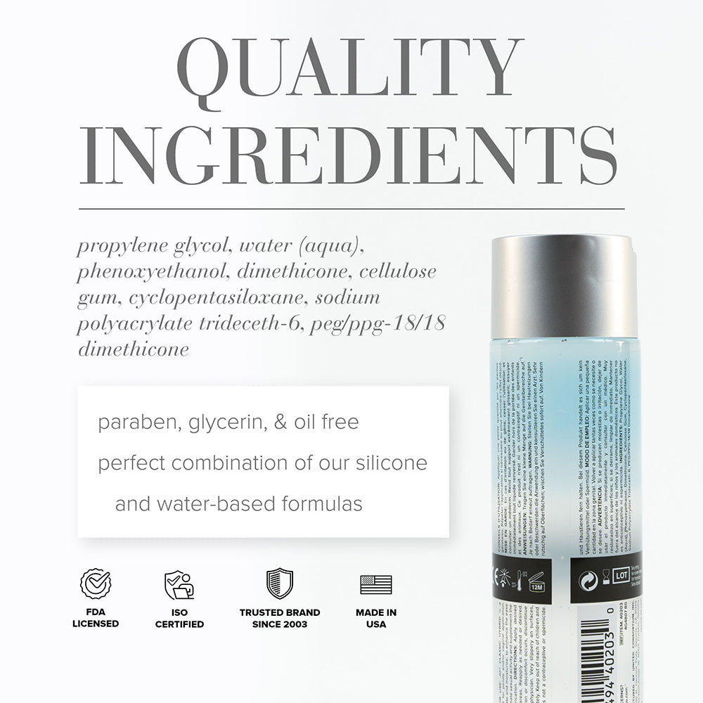 JO Classic Hybrid Lubricant 8 oz – Clear – Long-Lasting Water-Based and Silicone Formula