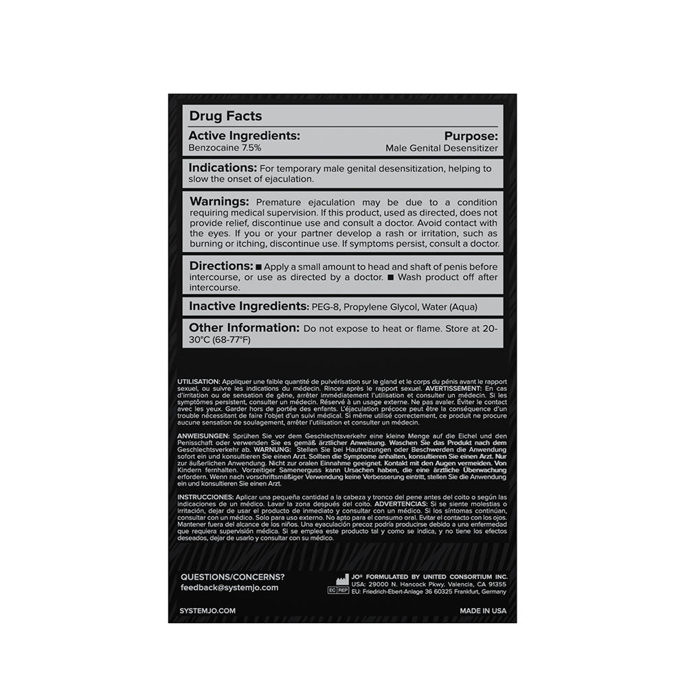 JO Prolonger Benzocaine Desensitizing Spray 2 oz – Clear