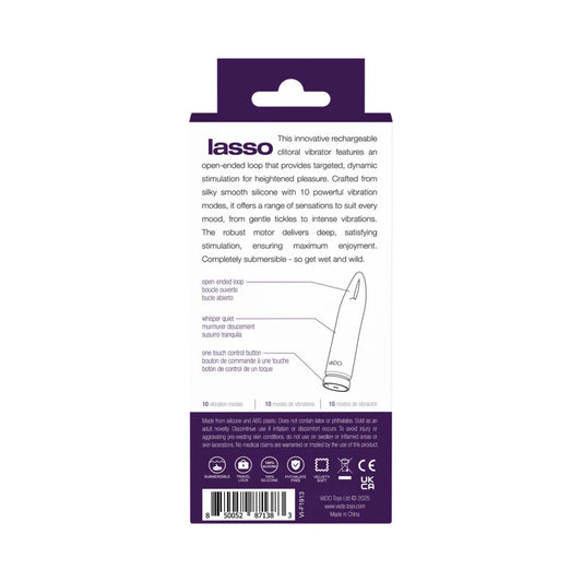 VeDO Lasso Rechargeable Clitoral Bullet Vibrator - Purple - 10 Vibration Modes