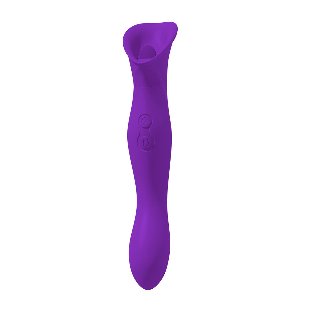Petallux Clitoral Stimulator - Dual-Ended Waterproof Silicone Vibrator - Purple
