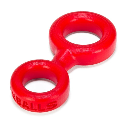 Ox Balls 8 Ball Cockring with Attached Ball Ring – Red