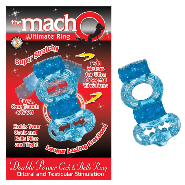 Macho 2X Power Cock & Balls Vibrating Ring – Blue