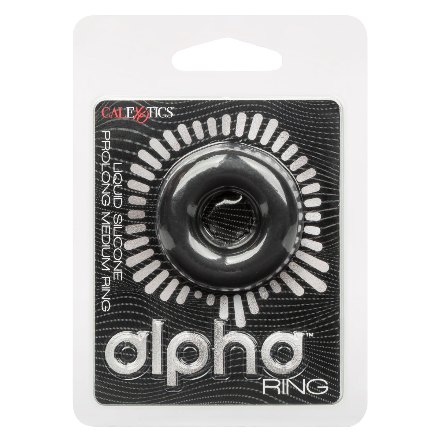 CalExotics Alpha Liquid Silicone Prolong Medium Ring - Black - Waterproof Enhancer