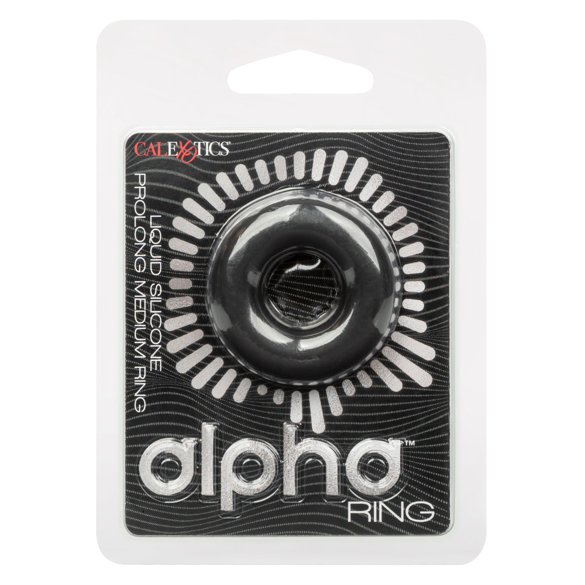 CalExotics Alpha Liquid Silicone Prolong Medium Ring - Black - Waterproof Enhancer