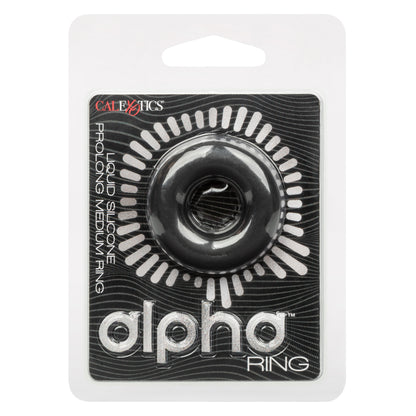 CalExotics Alpha Liquid Silicone Prolong Medium Ring - Black - Waterproof Enhancer