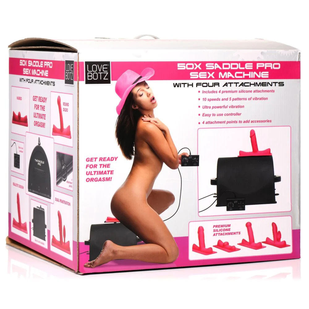 Love Botz 50x Saddle Pro Sex Machine with 4 Attachments - Black