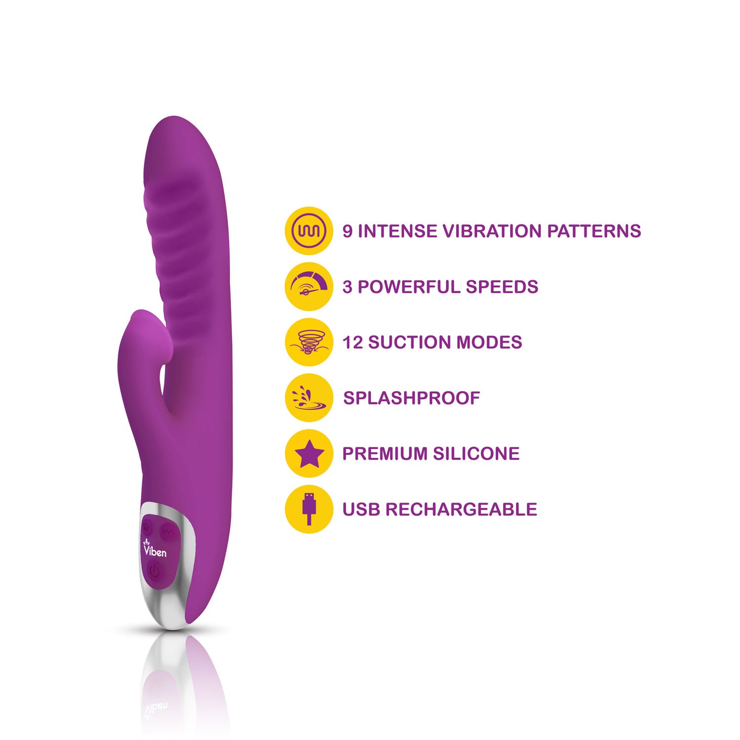 Frenzy Clitoral Suction Rabbit - Dual Motor Silicone Vibrator - Berry