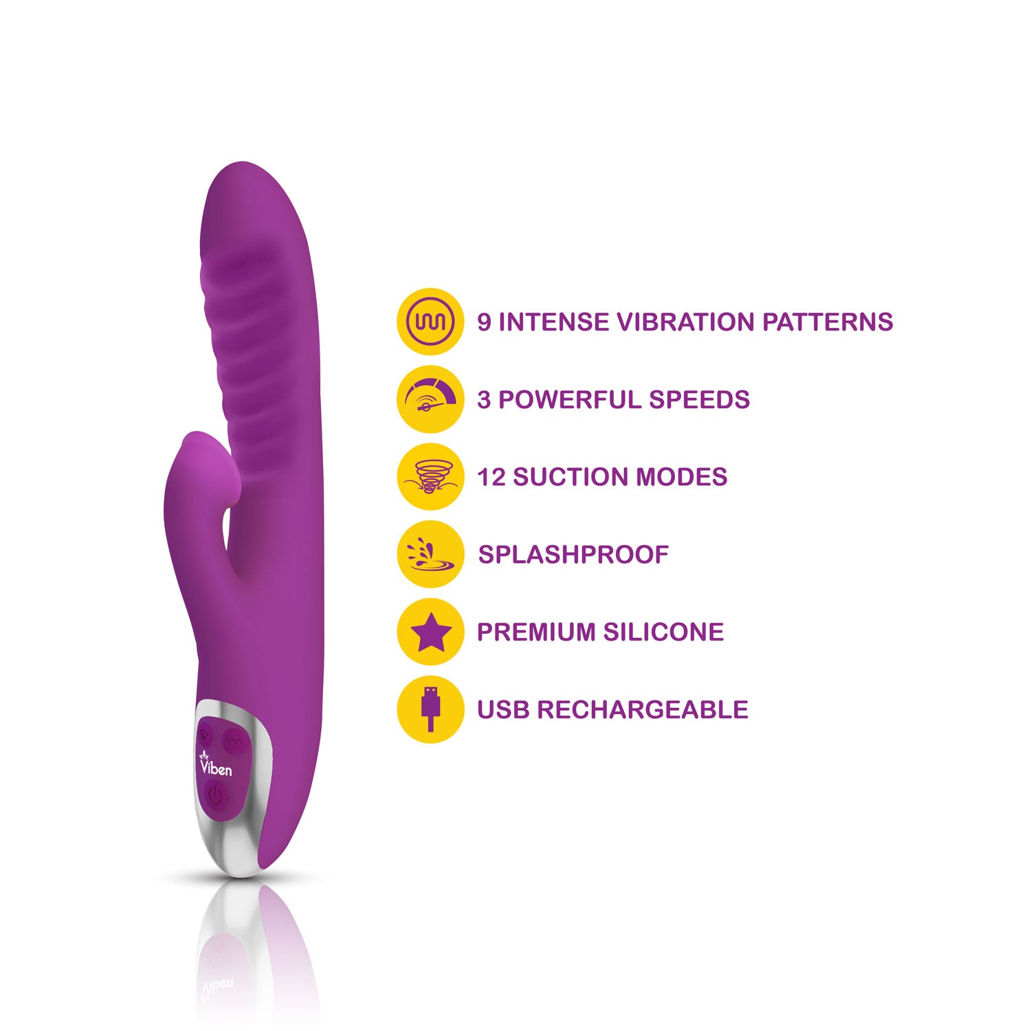 Frenzy Clitoral Suction Rabbit - Dual Motor Silicone Vibrator - Berry