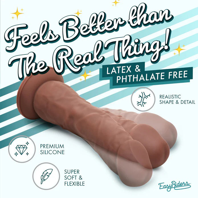 Easy Riders 7" Silicone Dildo – Realistic Design with Suction Cup – Dark Brown