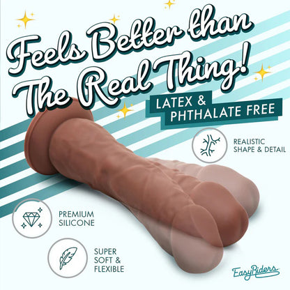 Easy Riders 7" Silicone Dildo – Realistic Design with Suction Cup – Dark Brown