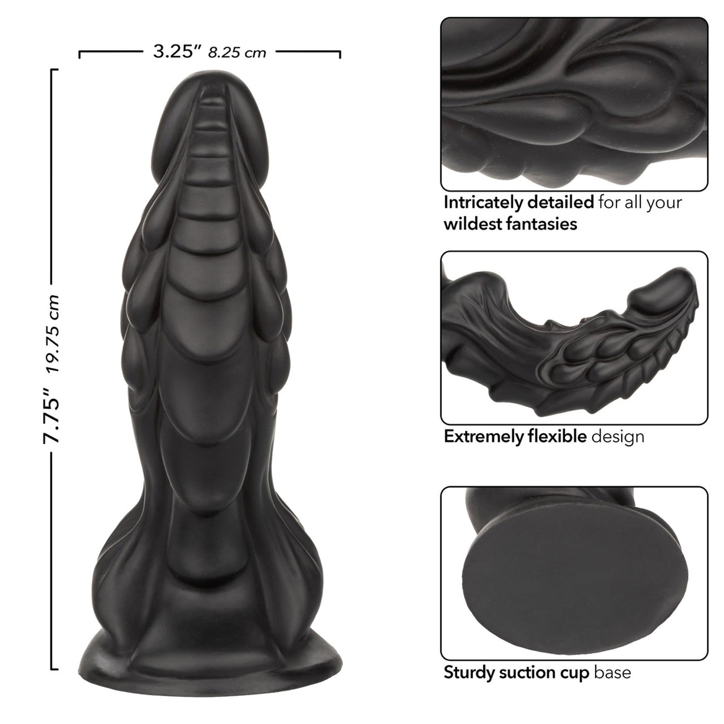 CalExotics Monster Dong The Martian 7.75" - Black - Waterproof Silicone