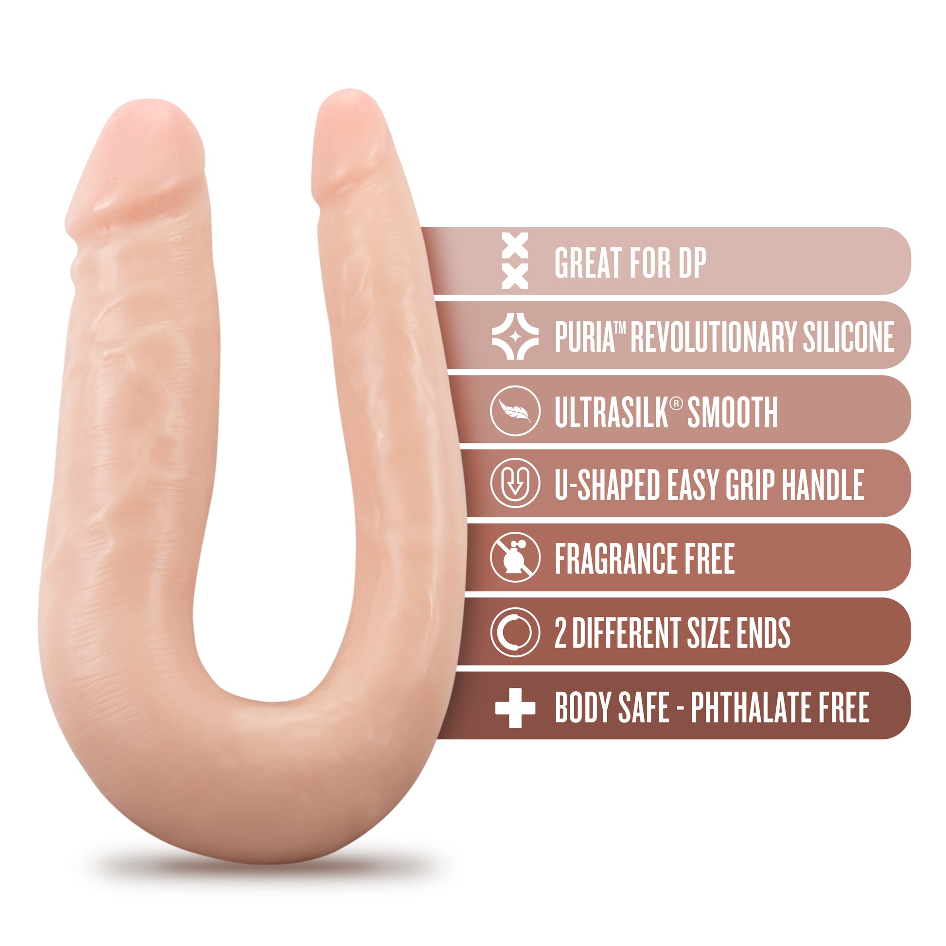 Dr. Skin Silicone Mini Double Dong - 12 Inch U-Shaped Toy - Vanilla