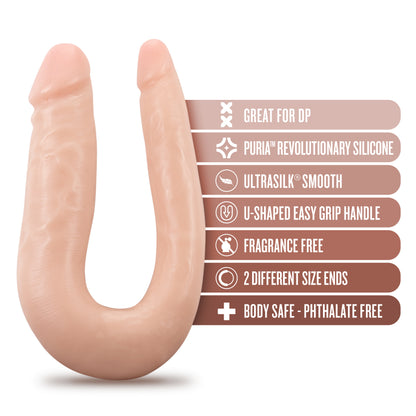 Dr. Skin Silicone Mini Double Dong - 12 Inch U-Shaped Toy - Vanilla