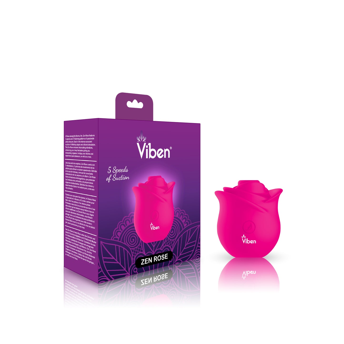 Viben Zen Rose Hot Pink Nipple and Clitoral Stimulator with 10 Functions