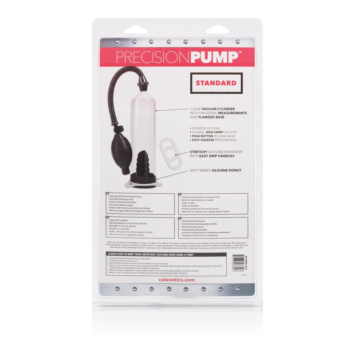 CalExotics Precision Pump Standard – Clear Vacuum Cylinder with Pressure Bulb