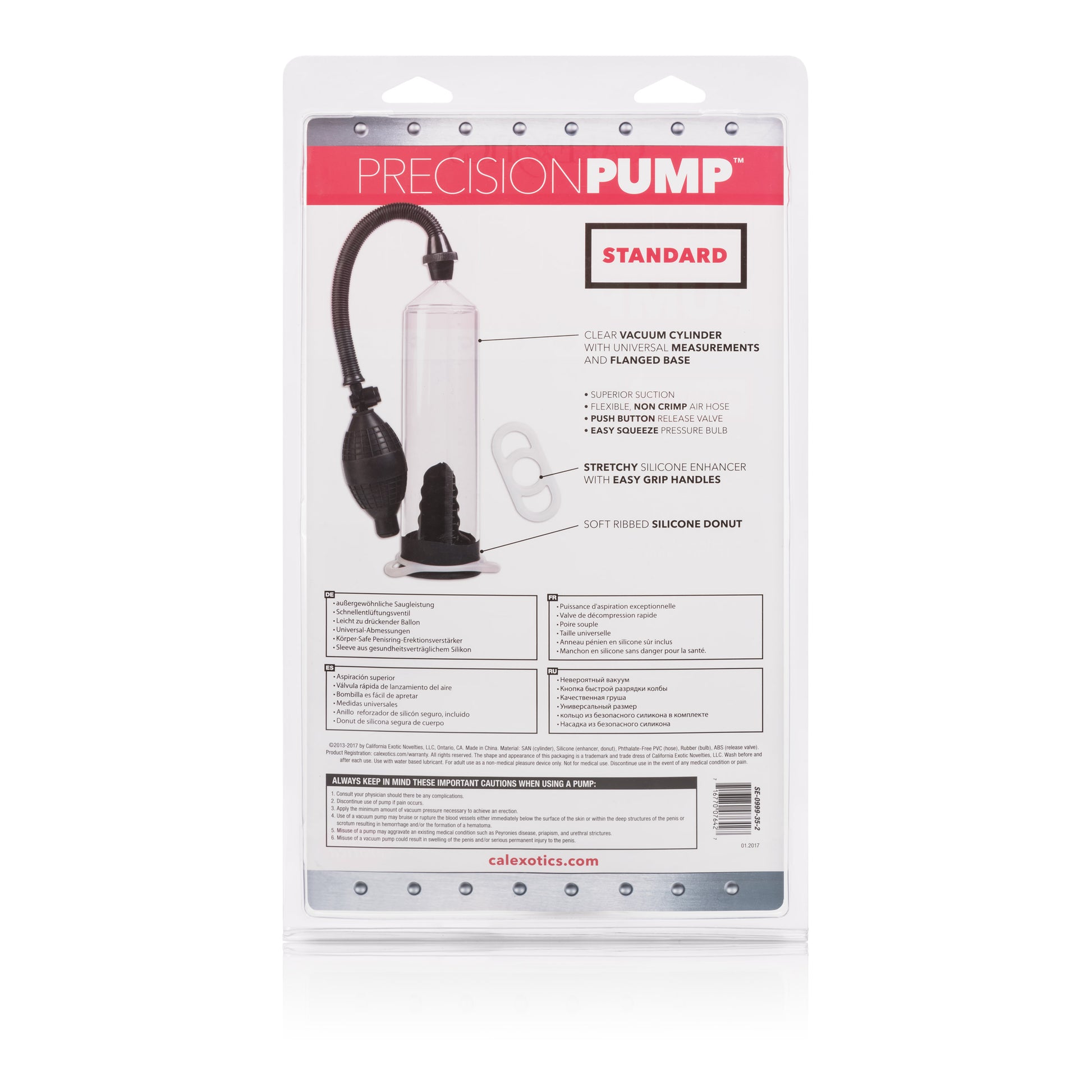 CalExotics Precision Pump Standard – Clear Vacuum Cylinder with Pressure Bulb