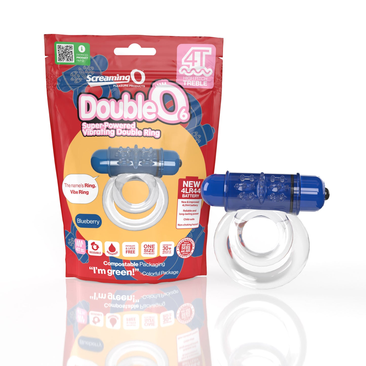 Screaming O Double O 6 Super Powered Vibrating Double Ring – Blueberry